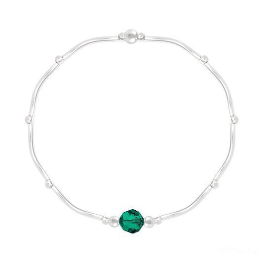 Silver Genuine Emerald Bracelet