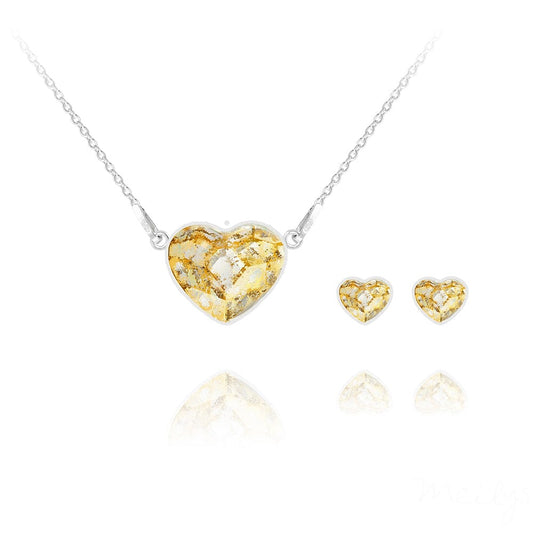 Silver Gold Heart Fine Jewellery Set