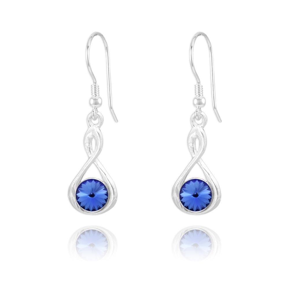 Silver Sapphire Earrings with Swarovski Crystal