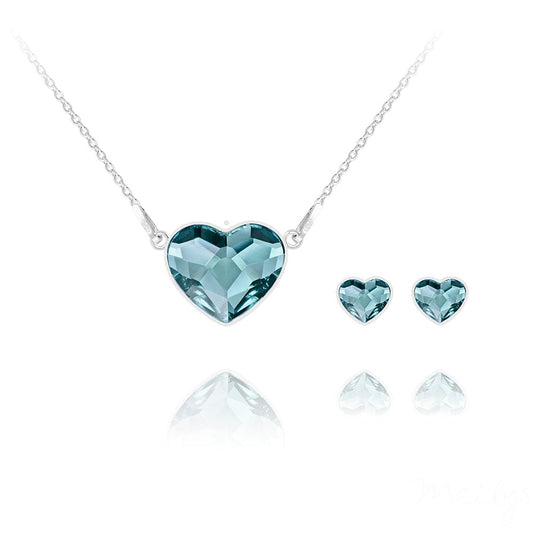 Silver Blue Heart Fine Jewellery Set