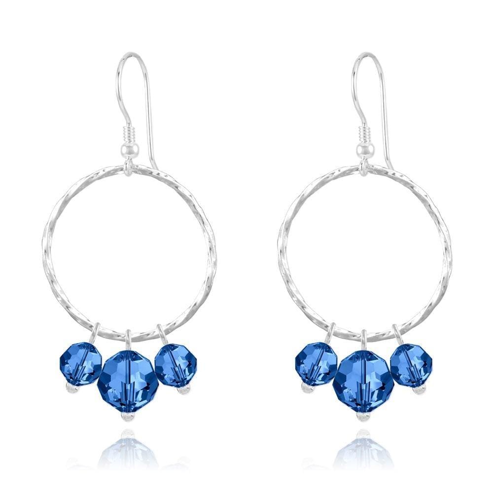 Silver Blue  Earrings with Swarovski Crystal
