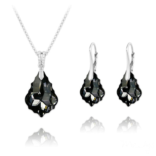 Silver Night Earrings & Necklace Luxury Jewellery Set