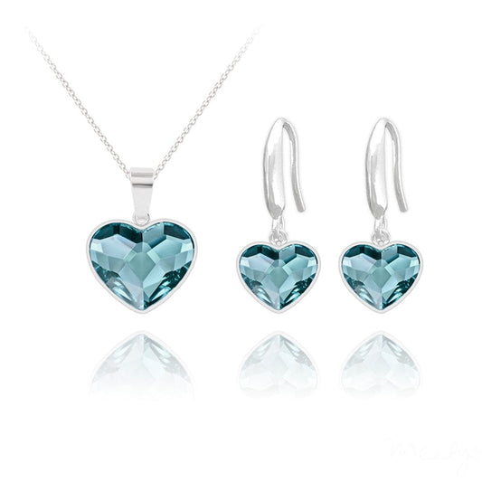 Silver Blue Heart Fine Jewellery Set