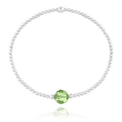 Silver Geniune Green  Bracelet