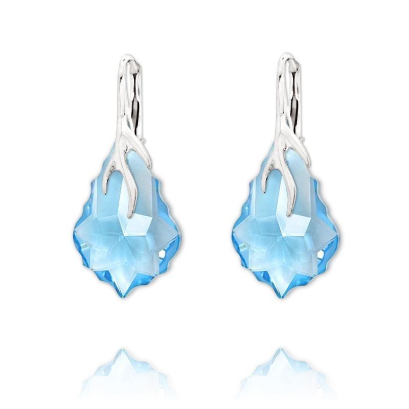 Silver Aquamarine Jewelry Set Swarovski Crystal