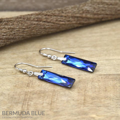 Silver Earrings Bermuda Blue Stone