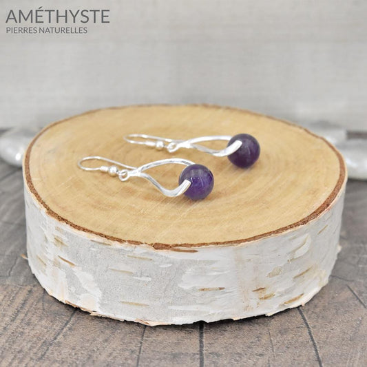 Amethyst Dangle Silver earring 