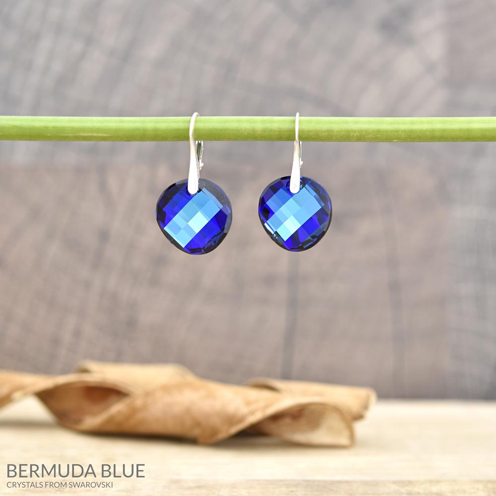 Silver Round Bermuda Blue earrings