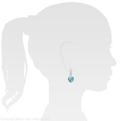 Silver Aquamarine Heart  Earrings