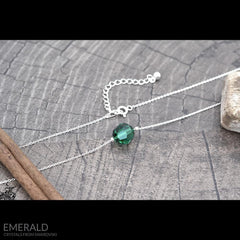 Silver And Emerald Pendant Necklace Jewellery Set