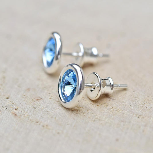 Silver Jewelry Set Swarovski Crystal Sapphire