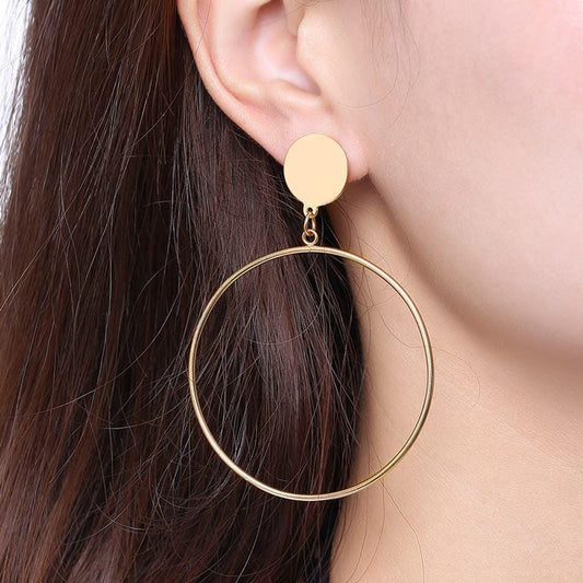 Stainless Steel Gold Dangle Earrings