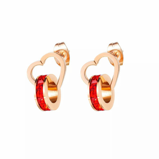 Stainless Steel Women Heart Ear Studs Earrings