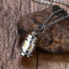 Steel Men Religion Spinner Necklace