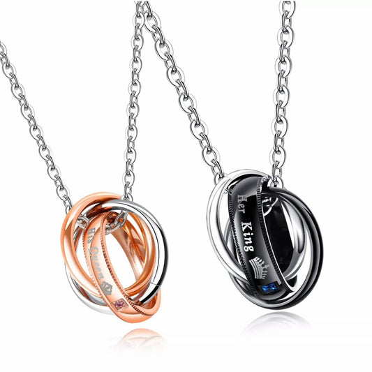 His and Hers King Queen Couple Necklaces