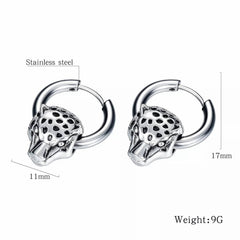 Stainles Steel Leopard Head Stud Earrings for Men