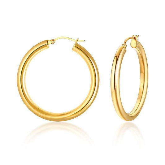 Stainless Steel Simple Hoop Earrings For Ladies