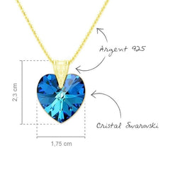 24K Gold Plated Sterling Silver Bermuda Blue Heart Jewellery Set