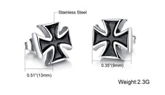 Mens Stainless Steel Cross Stud Earrings