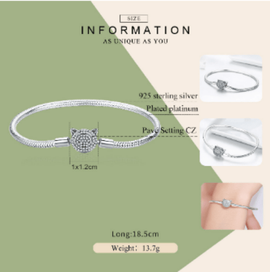 Glittering Silver Cat Bracelet