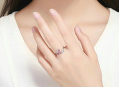 Silver Flower Adjustable Engagement Ring
