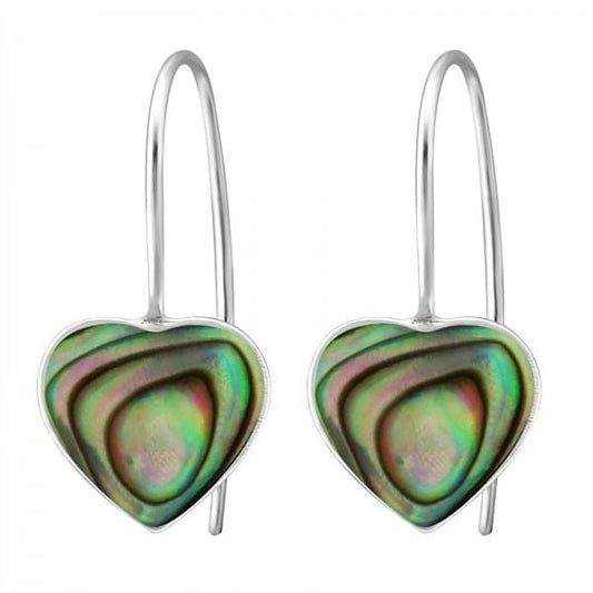 Silver Abalone Heart  Earrings