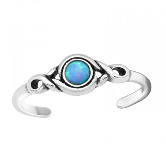 Silver Opal Adjustable Toe Ring