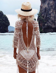 Stunning Open Back Ladies Crochet Kaftan