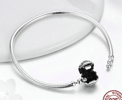 Sterling Silver Round Clasp Snake Chain Bracelet