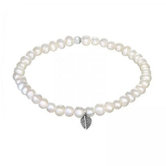Silver Leaf Fresh Water Pearl Bracelet