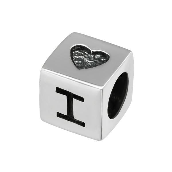 Silver Square I Love You Charm Bead