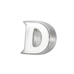 Silver "D" Charm Bead