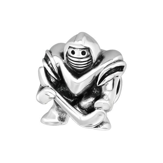 Silver Hockey Player Charm Bead