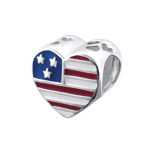 Silver I LOVE USA Charm Bead