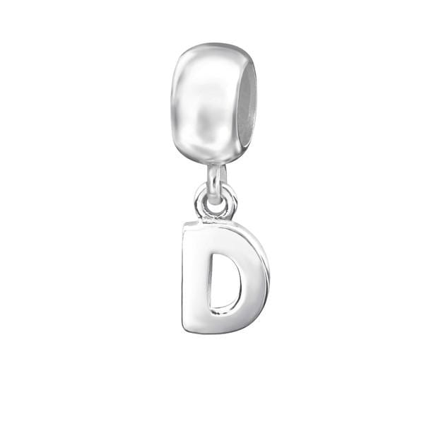 Silver Hanging "D" Charm Bead 
