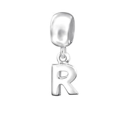 Silver Hanging "R" Charm Bead 