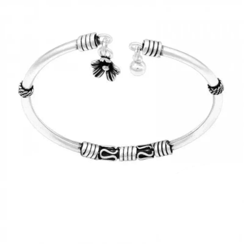 Silver Flower Bangle