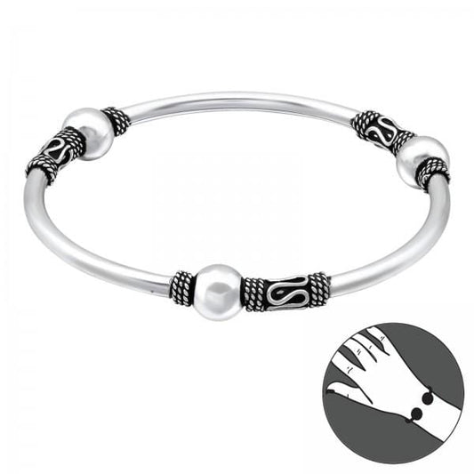 Silver Bali  Bangle Bracelet