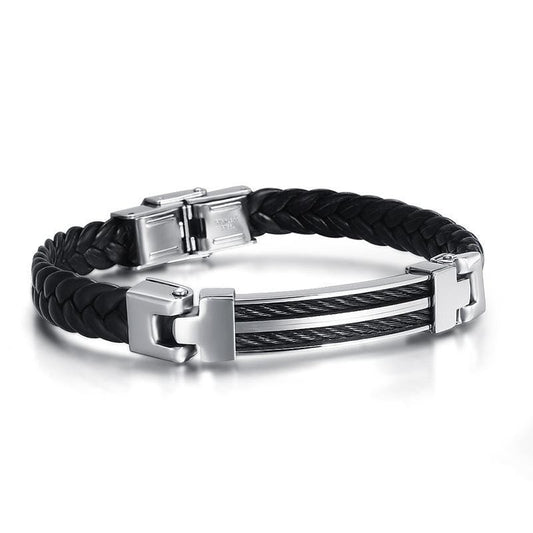 Leather and wire bracelet