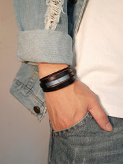 Men's Multilayer Custom Leather Bracelet