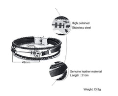 Stainless Steel Guitar Leather Bracelet for Men