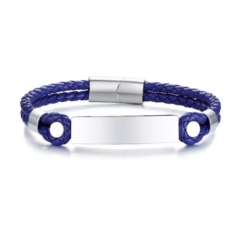 Stainless Steel Men's Leather ID Bracelet