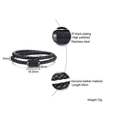 Handmade Magnetic Buckle Braided Leather Bracelet