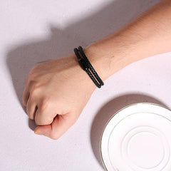 Handmade Magnetic Buckle Braided Leather Bracelet