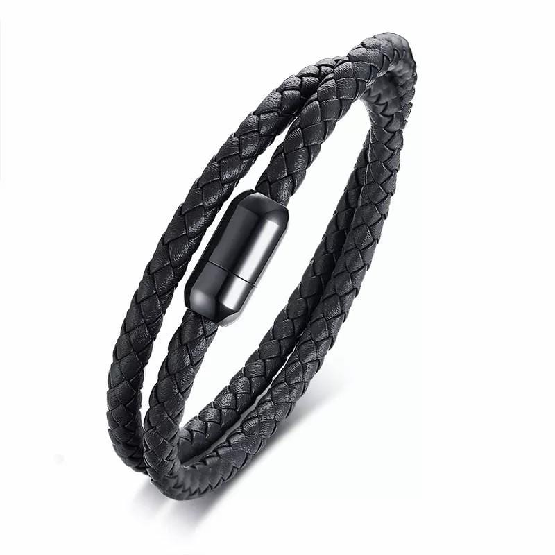 Handmade Magnetic Buckle Braided Leather Bracelet