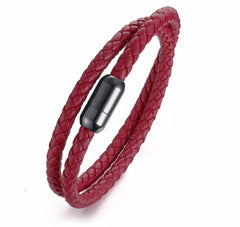 Handmade Magnetic Buckle Braided Leather Bracelet