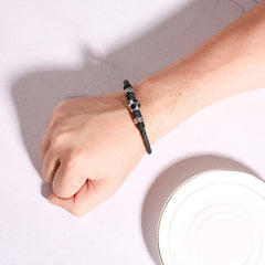 Stainless Steel Football Magnetic Leather Bracelet