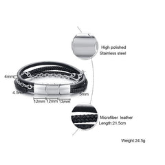 Stainless Steel Leather Bracelet