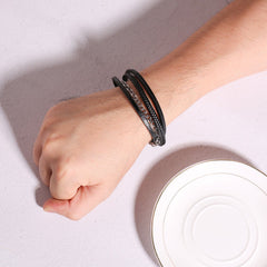 Stainless Steel Leather Bracelet