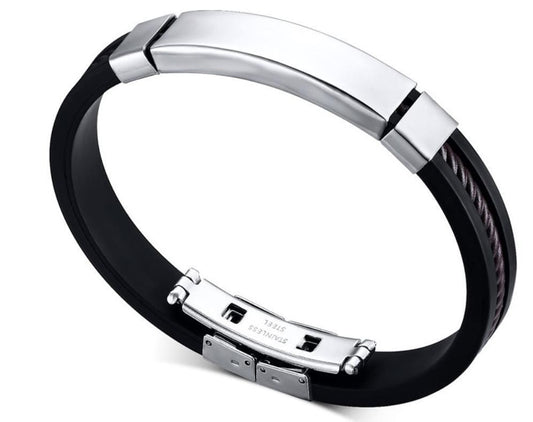 Stainless Steel ID Rubber Bracelet